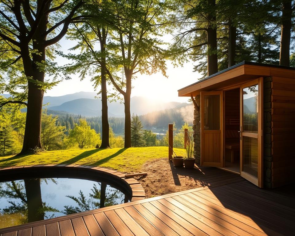Außensauna mit Naturblick Schaumbergbad